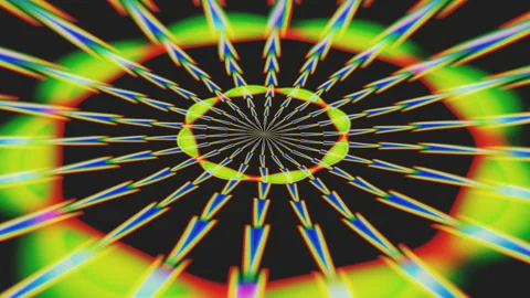 Digital geometric Psychedelic abstract looped background. Vj loop. Rendering. Stock Footage 197464897