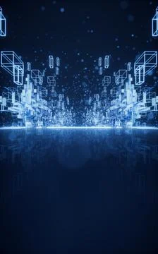 Digital geometry with empty ground, 3d rendering. Illustrazione stock