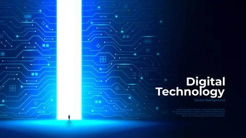 Digital giant glowing gateway concept Illustrazione stock