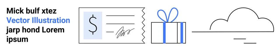 Digital Gift Certificate with Cloud Integration Concept in Minimalist Design Stock Illustration