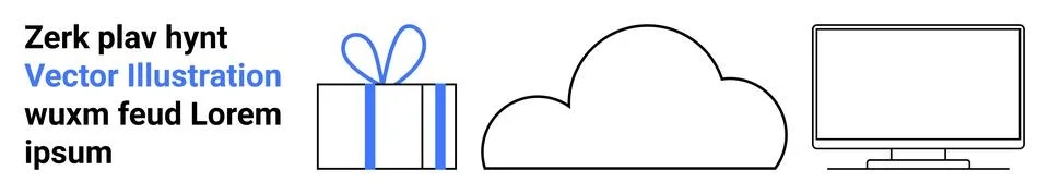 Digital Gift, Cloud Storage, and Computer Icon Set for Online Services and .. Stock Illustration