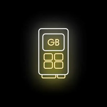Digital gigabyte storage device neon glowing icon Stock Illustration
