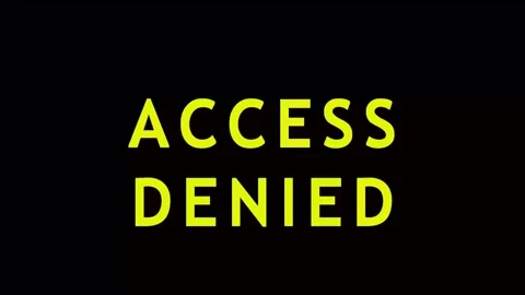 Digital Glitch Access Denied Message with Cyan Magenta Overlay and Yellow Tex Video stock 343414742