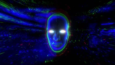 Digital Glitch With Android Head Stock Footage 277261536