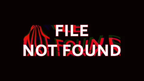 Digital glitch animation with file not found error messages on black backgrou Video stock 344036549