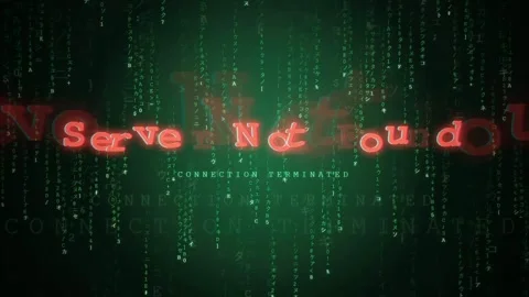 Digital Glitch Animation with Server Not Found Error Message on Red Matrix Stock Footage 343162515