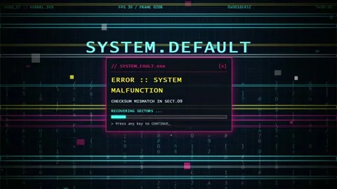Digital glitch animation with system error messages and data corruption on a Video stock 346216834