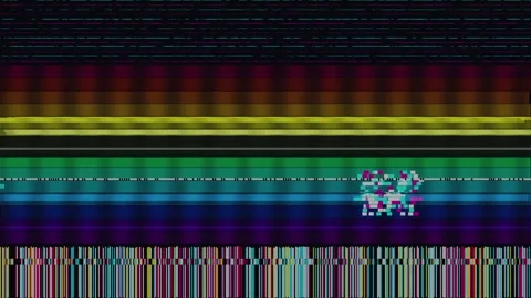 Digital glitch art features a crt scanline texture and rgb noise. Vibrant r.. Stock Footage 346758048