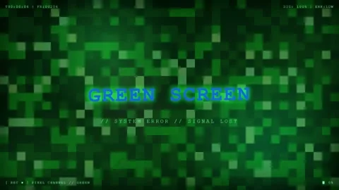 Digital Glitch Background with Green Pixelated Screen and System Error Signal Stock Footage 345755632