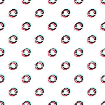 Digital glitch circles seamless pattern with chromatic aberration Stock Illustration