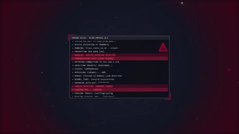 Digital Glitch Code Screen with Red Highlights, Futuristic Cyber Security I.. Stock Footage 348421088