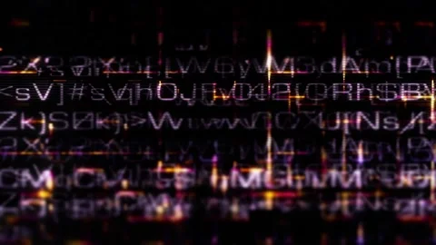 Digital Glitch: Corrupted Data Stream with Distorted Text and Symbols Stock Footage 282108141
