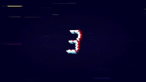 Digital Glitch Countdown Number 5 Screen Distortion Background Stock Footage 319222179