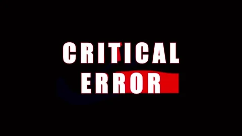 Digital Glitch Critical Error Text Sequence with Red Accents on Black Backg.. Video stock 343478635