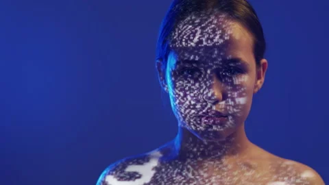 Digital glitch double exposure code female Vidéo 234611957