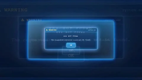 Digital Glitch Effect with Blue Warning Message Box and System Error on Dark Stock Footage 343155215