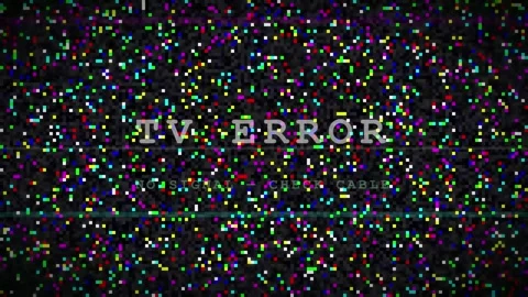 Digital glitch effect with colorful static noise and tv error message on black Stock Footage 345756846