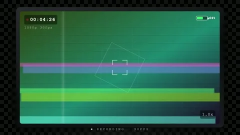 Digital Glitch Effect with Colorful Static Noise and Camera Viewfinder Stock Footage 345761704