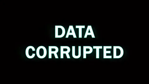 Digital Glitch Effect with Corrupted Data Text Overlay During System Failure Stock Footage 344036600