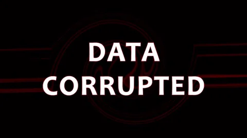 Digital Glitch effect with corrupted data messages appearing on black backg.. Stock Footage 344036619