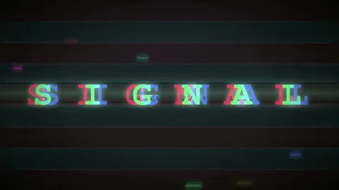 Digital glitch effect with distorted signal text on dark background with Stock Footage 345757638
