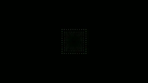 Digital Glitch Effect with Green and Orange Particles Drifting Horizontally Vídeo Stock 348155734