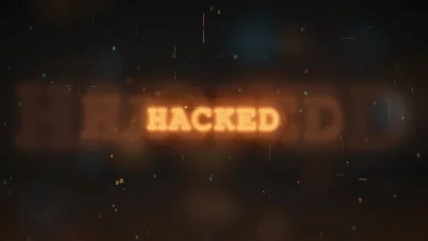 Digital Glitch Effect with Hacked Text Warning on Dark Cyber Security Background Stock Footage 336777582