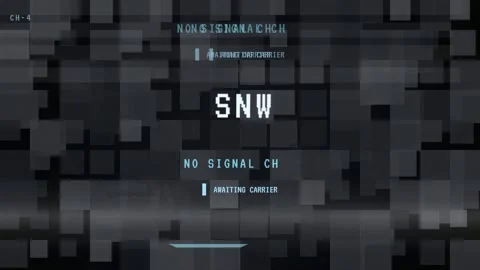 Digital glitch effect with no tv signal text on a dark pixelated background Stock Footage 345751258