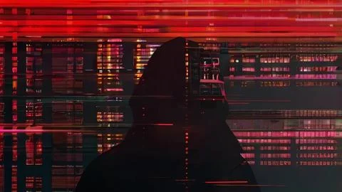 Digital Glitch Effect with Noise Background - Cyber Security Concept Stockillustratie