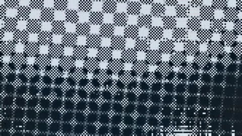 Digital Glitch Effect with Pixelated Halftone Patterns on Dark Blue Vídeos de archivo 336776324