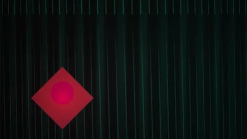 Digital glitch effect with red diamond shape on black background. Stock Footage 337459114