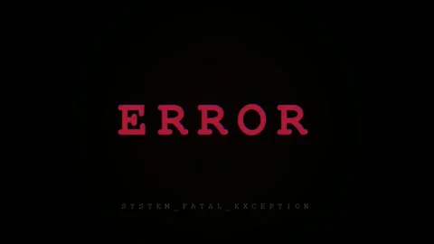 Digital glitch effect with red error text and system fatal exception warning on Stock Footage 345752206