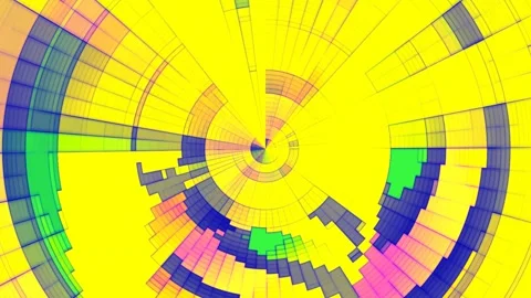 Digital Glitch Effect – Rotating Concentric Circles with Abstract HUD Elements Stock Footage 290156889