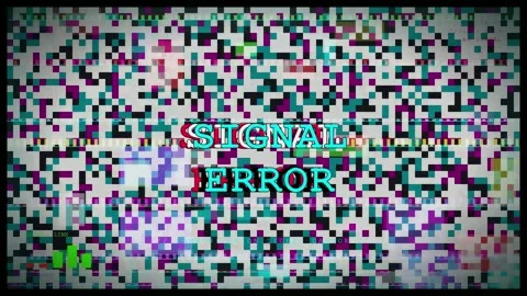 Digital glitch effect with signal error text and colorful distorted pixels on Stock Footage 345754073