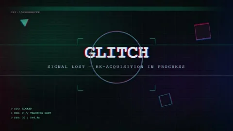 Digital glitch effect with signal lost text and geometric shapes on a dark CRT Stock Footage 345751956