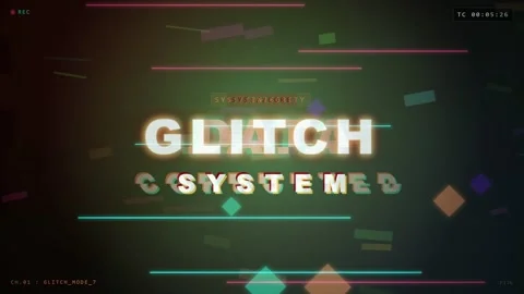 Digital Glitch Effect with Signal Lost and Data Corrupted Text on Dark Cyber Stock Footage 345753735