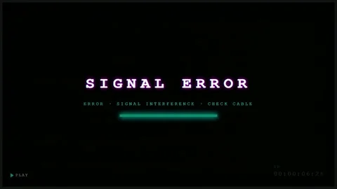 Digital glitch effect with static noise and signal error message on a dark Stock Footage 345751094