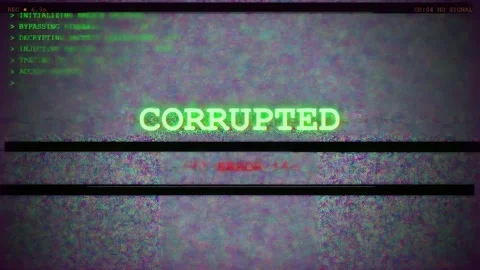 Digital Glitch Effect with System Error and Signal Lost Text on Static Noise Stock Footage 345763944