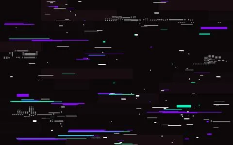 Digital glitch effect with violet and green lines. White distortion element.. Stock Illustration