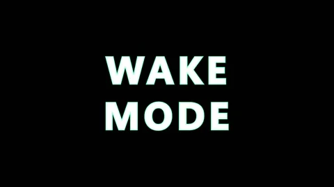 Digital Glitch Effect on White Text 'Wake Mode' Against Black Background Ci.. Stock Footage 344036568