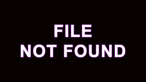 Digital glitch error message FILE NOT FOUND with corrupted data on black scre Stock Footage 344282794