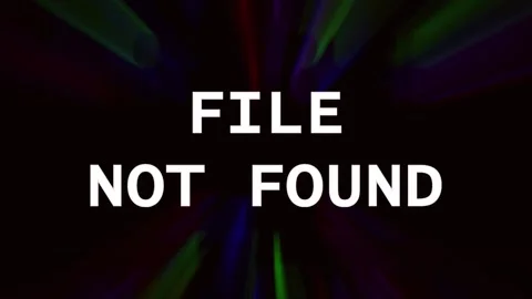 Digital glitch error message FILE NOT FOUND on dark screen with chromatic a.. Stock Footage 344282862