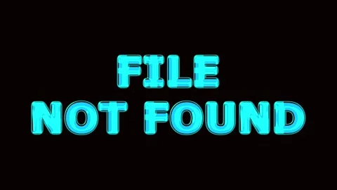Digital Glitch Error Message with 'File Not Found' Text on Black Screen Stock Footage 344282883