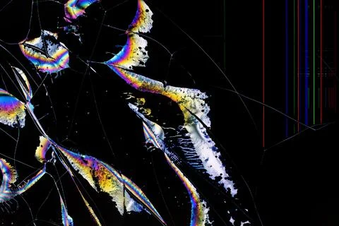 Digital glitch, flowing crystals in the form of colored stripes and cracks .. Stock Photos
