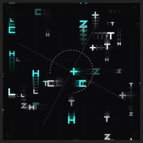 Digital Glitch HUD Interface with Futuristic Data Stream and Cyberpunk Elemen Stock Footage 346284947