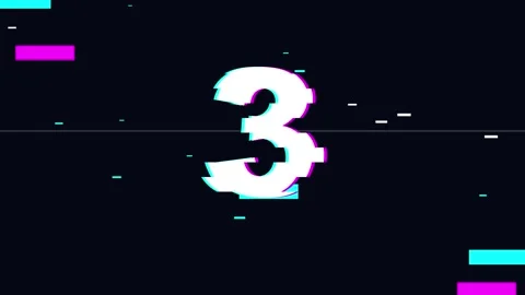 Digital glitch interference countdown over black background Stock Footage 345215509