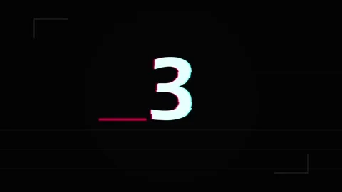 Digital glitch interference countdown timer on black background Stock Footage 345215516