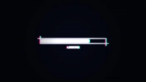 Digital glitch loading bar progress indicator on black background Stock Footage 342202382