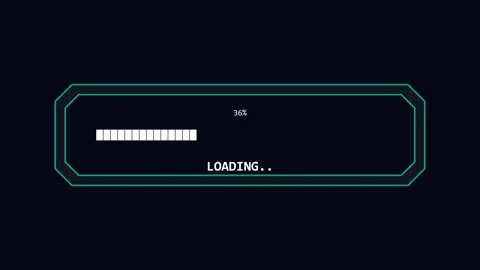 Digital glitch loading futuristic progress bar interface with percentage Stock Footage 345662612