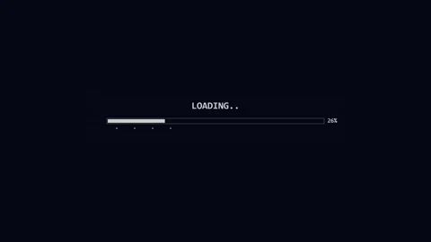 Digital glitch loading progress bar with percentage counter on dark backgroun Stock Footage 345662952